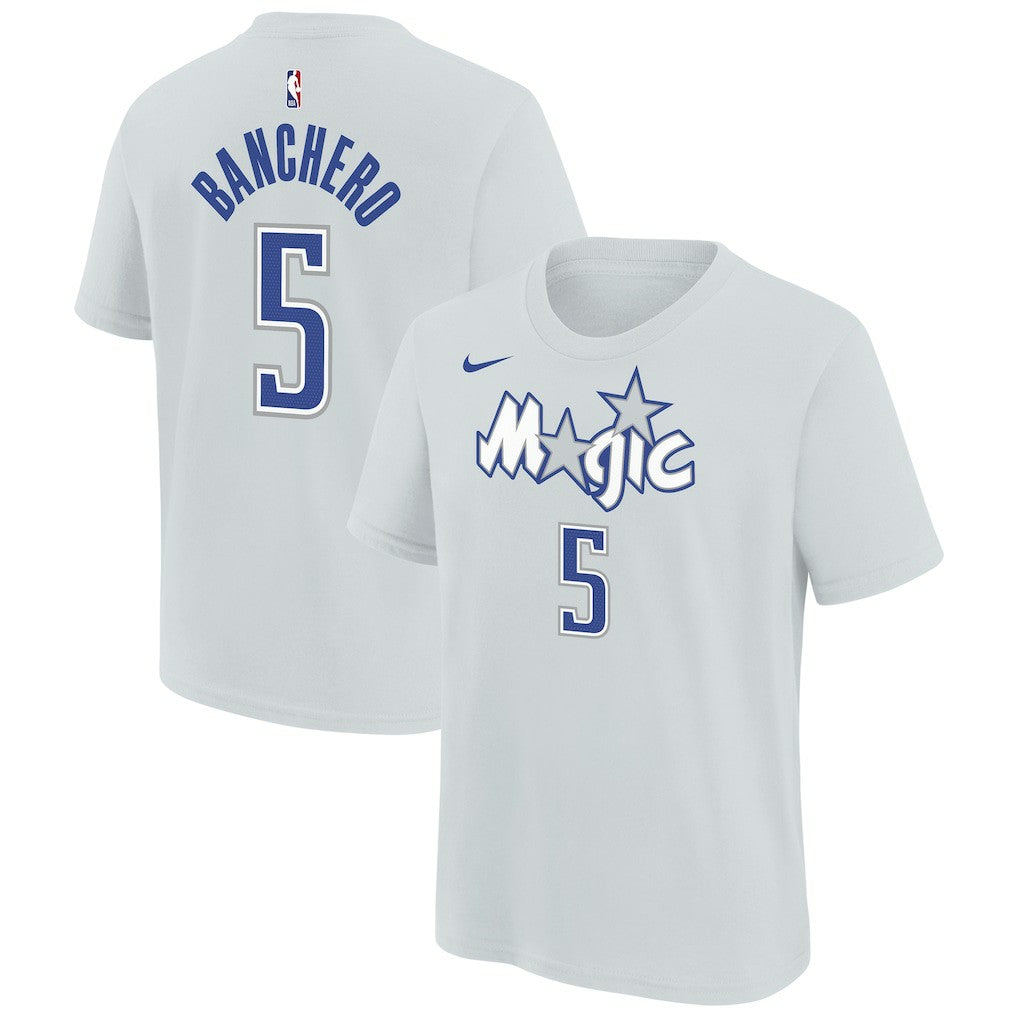 Nike - Paolo Banchero Orlando Magic Youth 2025/26 City Edition Name & Number T-Shirt - Silver