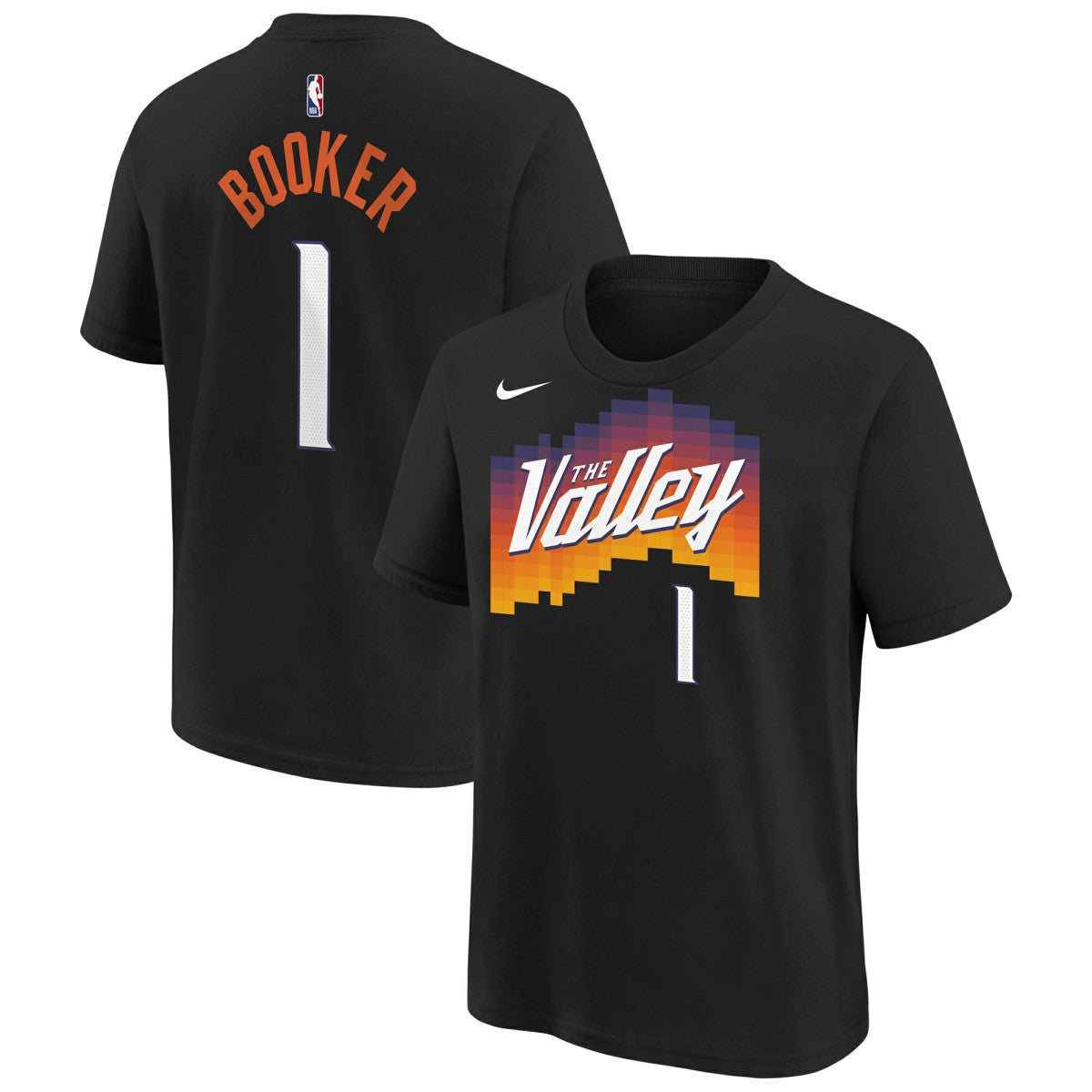 Nike - Devin Booker Phoenix Suns Youth 2025/26 City Edition Name & Number T-Shirt - Black