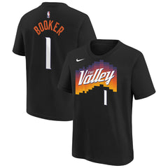 Nike - Devin Booker Phoenix Suns Youth 2025/26 City Edition Name & Number T-Shirt - Black