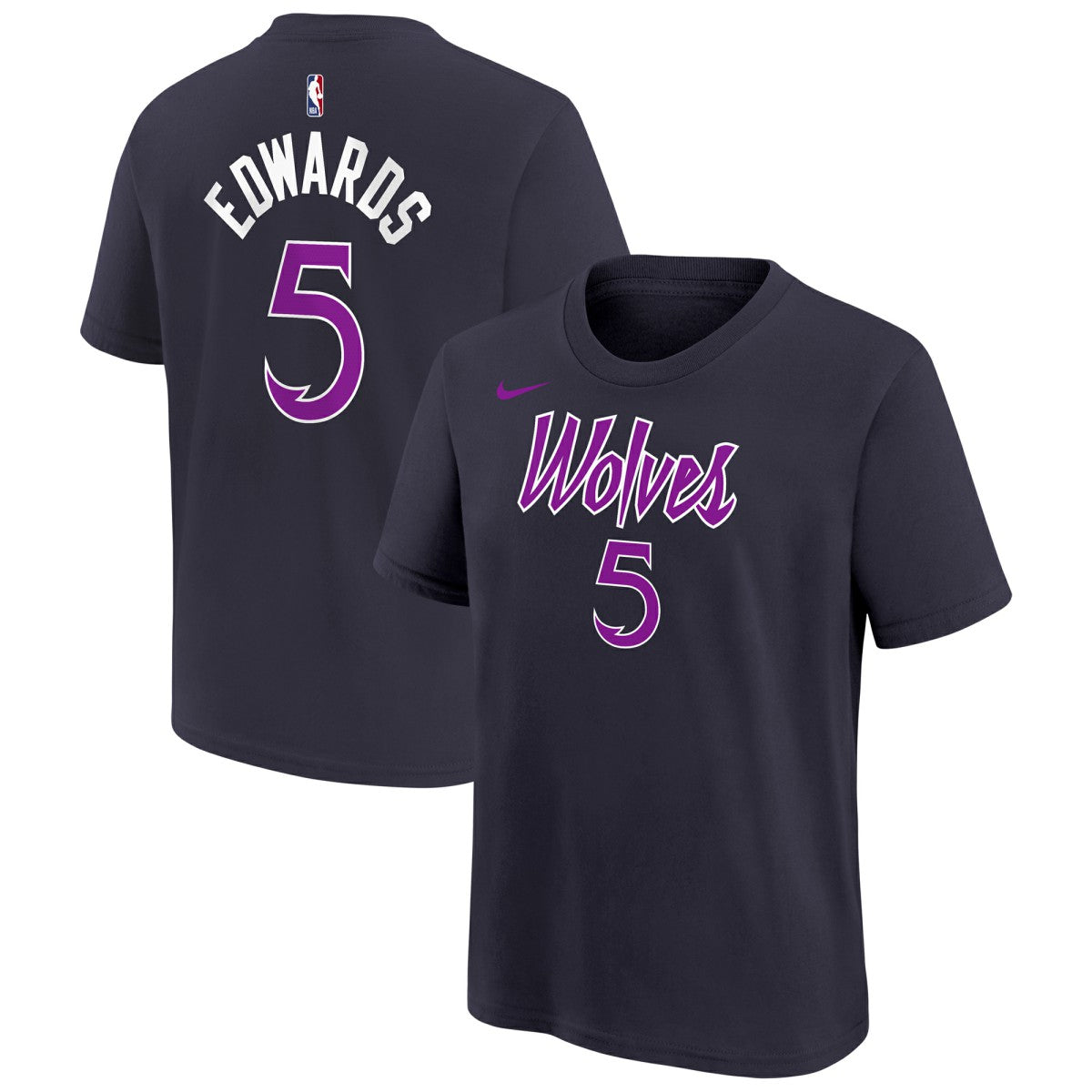 Nike - Anthony Edwards Minnesota Timberwolves Youth 2025/26 City Edition Name & Number T-Shirt - Purple