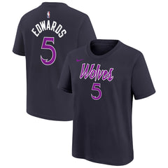 Nike - Anthony Edwards Minnesota Timberwolves Youth 2025/26 City Edition Name & Number T-Shirt - Purple