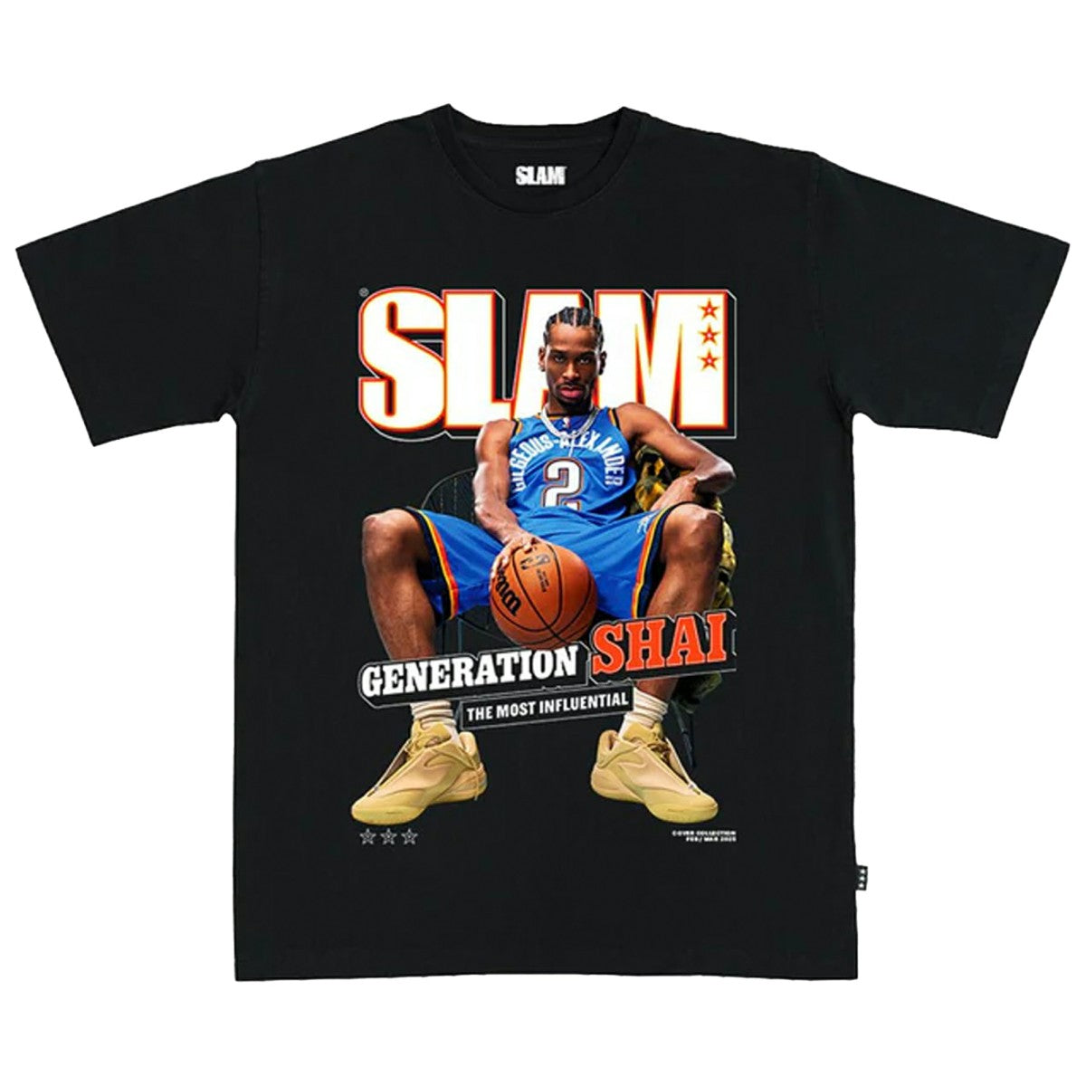 NBA - Shai Gilgeous-Alexander Oklahoma City Thunder SLAM Unisex February/March 2025 Cover Graphic T-Shirt - Black