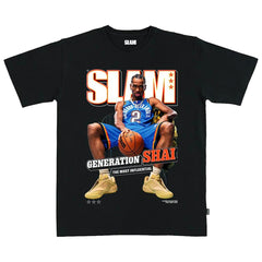 NBA - Shai Gilgeous-Alexander Oklahoma City Thunder SLAM Unisex February/March 2025 Cover Graphic T-Shirt - Black