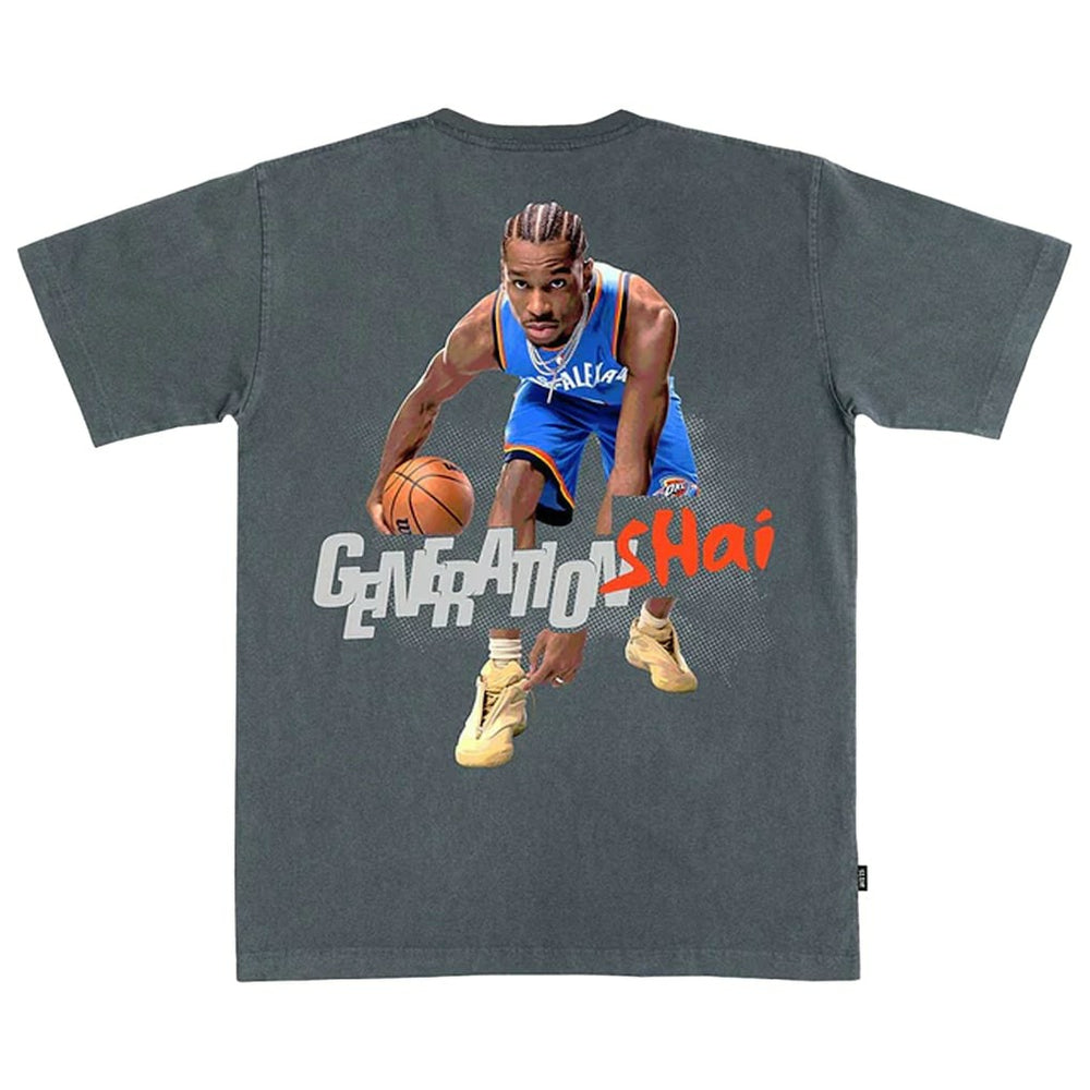 NBA - Shai Gilgeous-Alexander Oklahoma City Thunder SLAM Unisex February/March 2025 Cover Graphic Remix T-Shirt - Charcoal