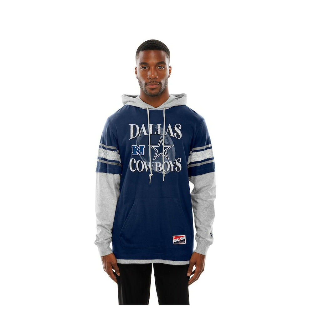 Dallas Cowboys New Era Twofer Layered Long Sleeve Hoodie T-Shirt Navy - NFL
