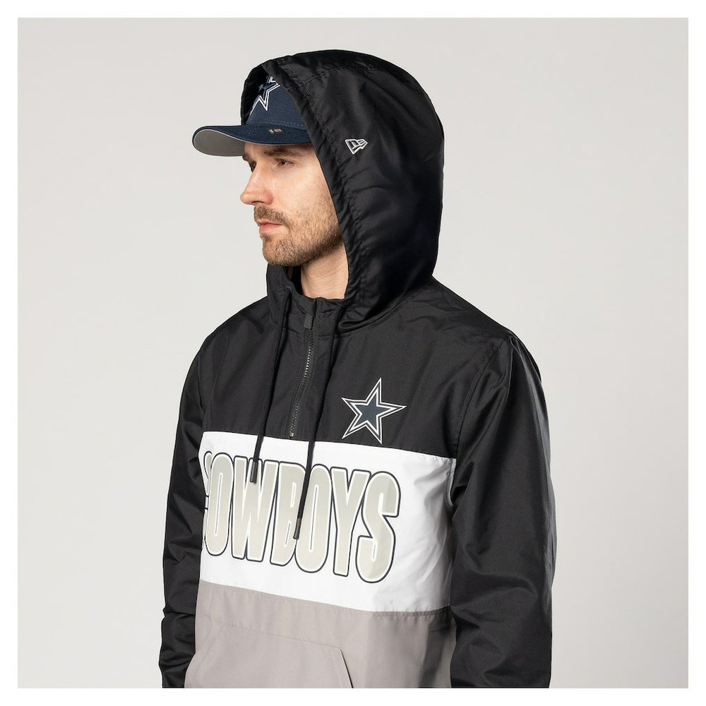 Dallas Cowboys New Era Ripstop Quarter-Zip Hooded Windbreaker Navy - NFL