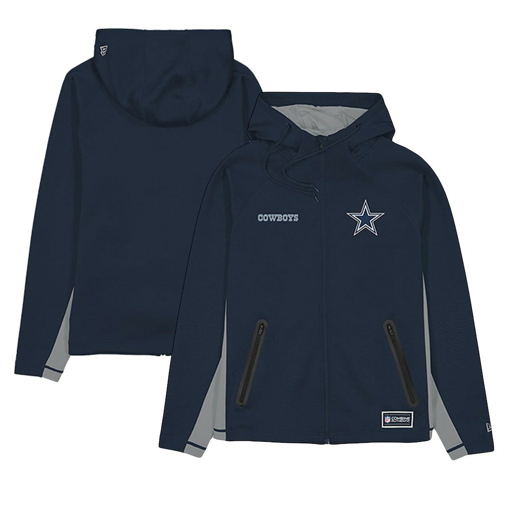 Dallas Cowboys New Era Combine Authentic Raglan Scuba Full-Zip Hoodie Navy - NFL