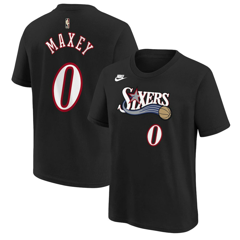Nike - Tyrese Maxey Philadelphia 76ers Youth Name & Number T-Shirt - Classic Edition - Black