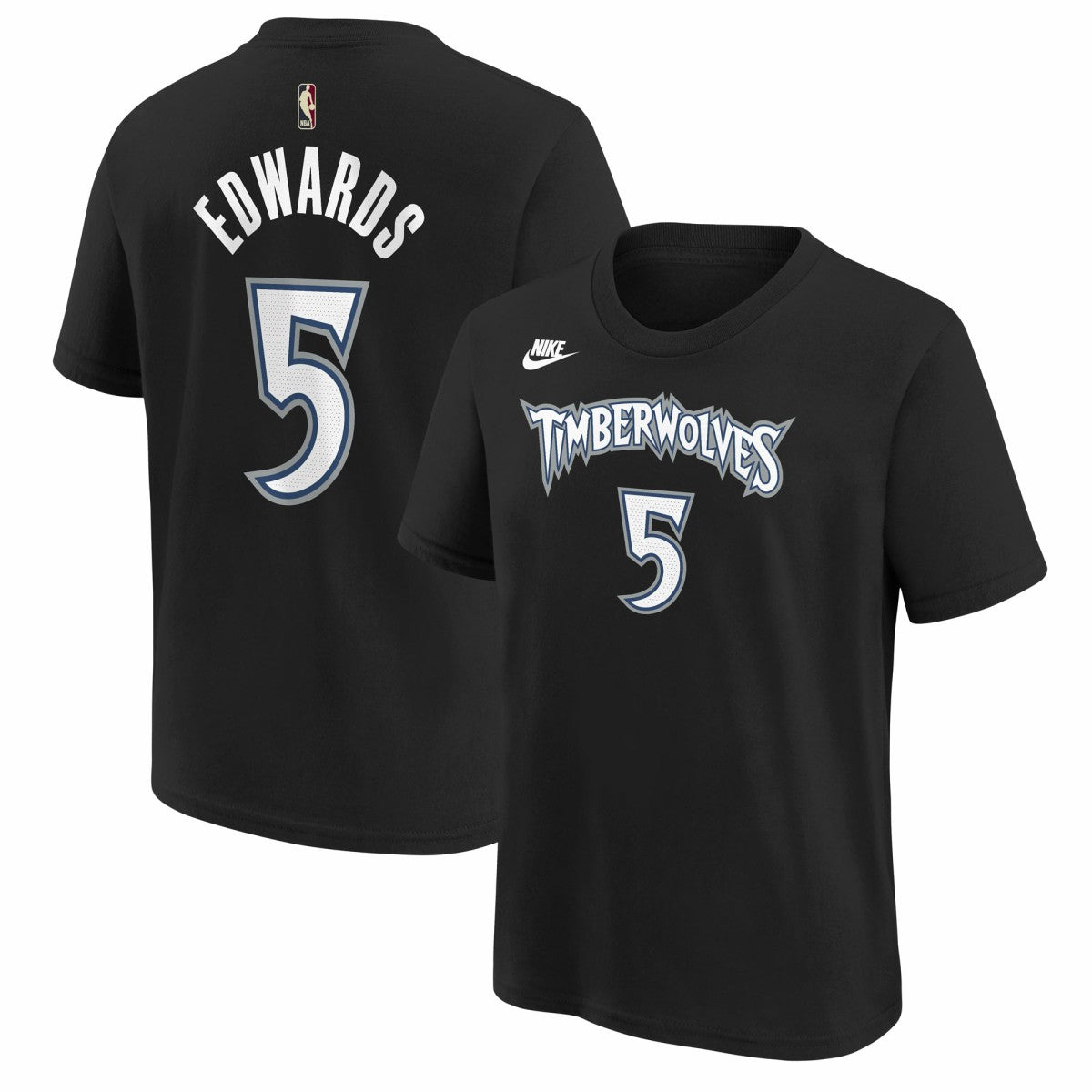 Nike - Anthony Edwards Minnesota Timberwolves Youth Name & Number T-Shirt - Classic Edition - Black