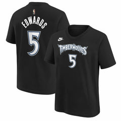 Nike - Anthony Edwards Minnesota Timberwolves Youth Name & Number T-Shirt - Classic Edition - Black