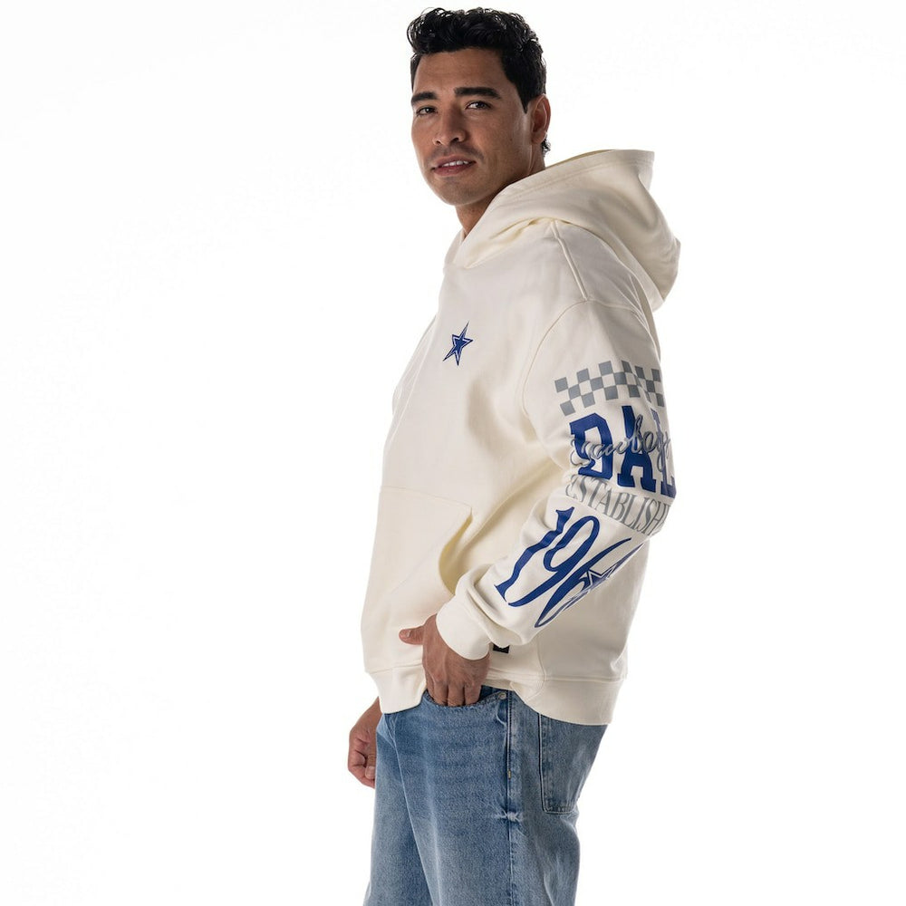 Dallas Cowboys The Wild Collective Unisex Stacked Graphic Sleeve Fleece Hoodie White - NFL