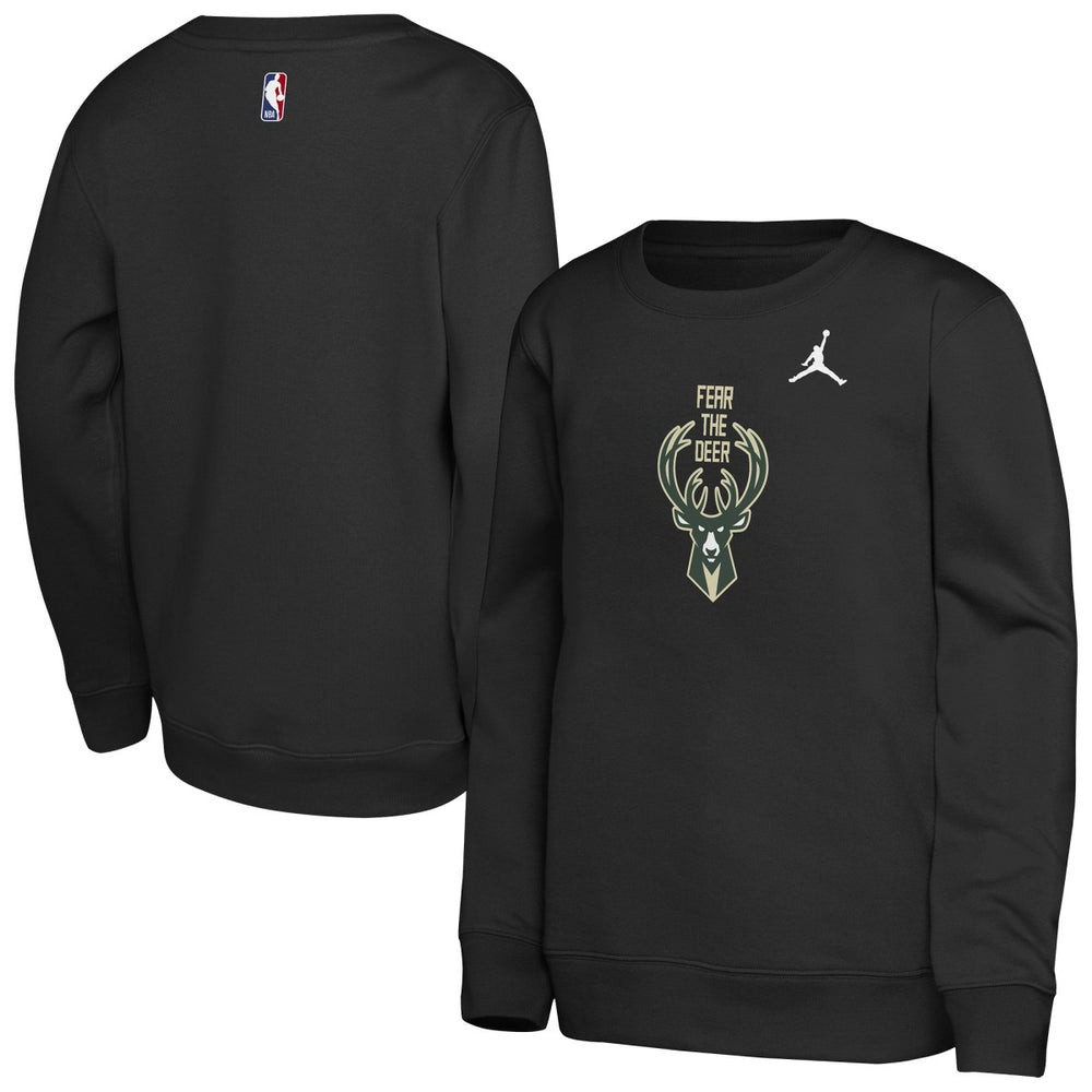 NBA - Milwaukee Bucks Jordan Brand Youth Courtside Statement Edition Sweatshirt - Black