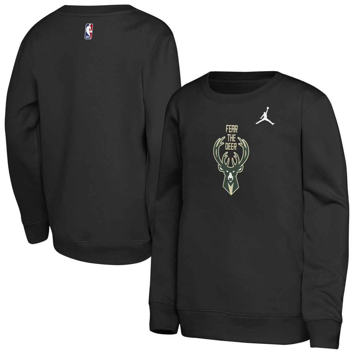 NBA - Milwaukee Bucks Jordan Brand Youth Courtside Statement Edition Sweatshirt - Black