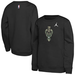 NBA - Milwaukee Bucks Jordan Brand Youth Courtside Statement Edition Sweatshirt - Black