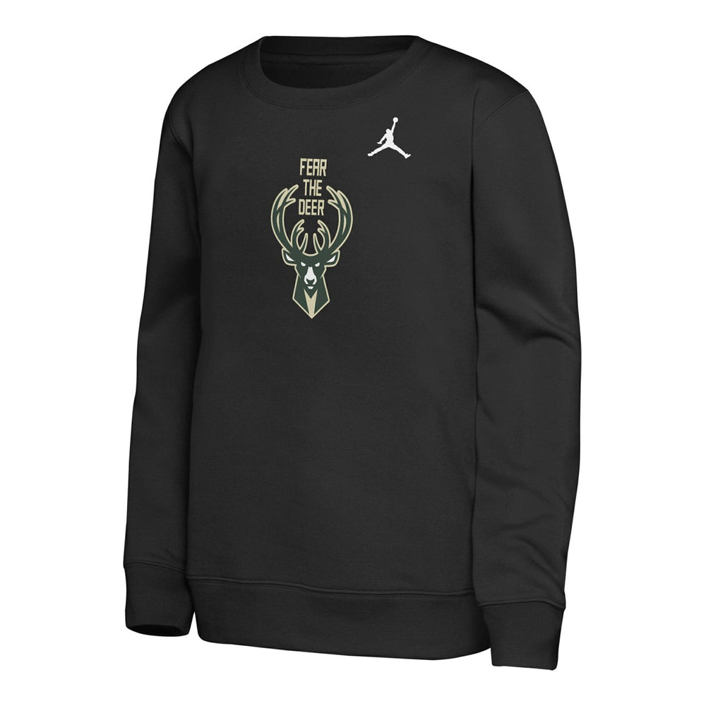 NBA - Milwaukee Bucks Jordan Brand Youth Courtside Statement Edition Sweatshirt - Black