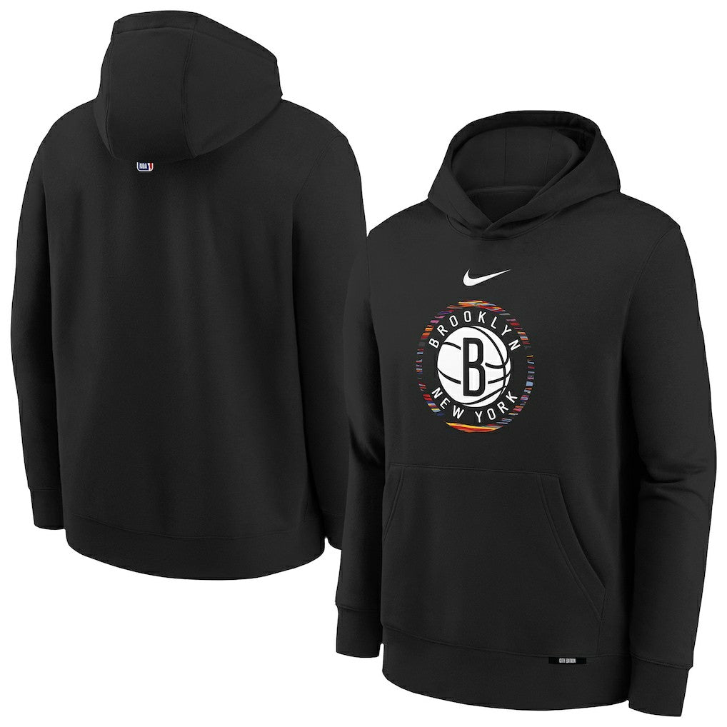 Nike - Brooklyn Nets Youth 2025/26 City Edition Club Fleece Pullover Hoodie - Black