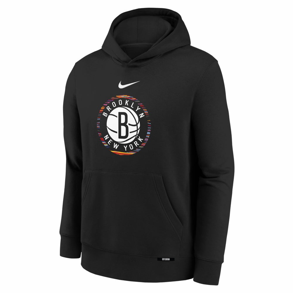 Nike - Brooklyn Nets Youth 2025/26 City Edition Club Fleece Pullover Hoodie - Black