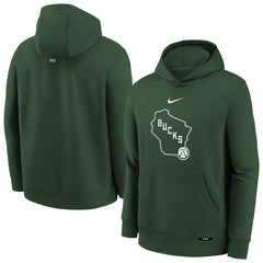Nike - Milwaukee Bucks Youth 2025/26 City Edition Club Fleece Pullover Hoodie - Hunter Green