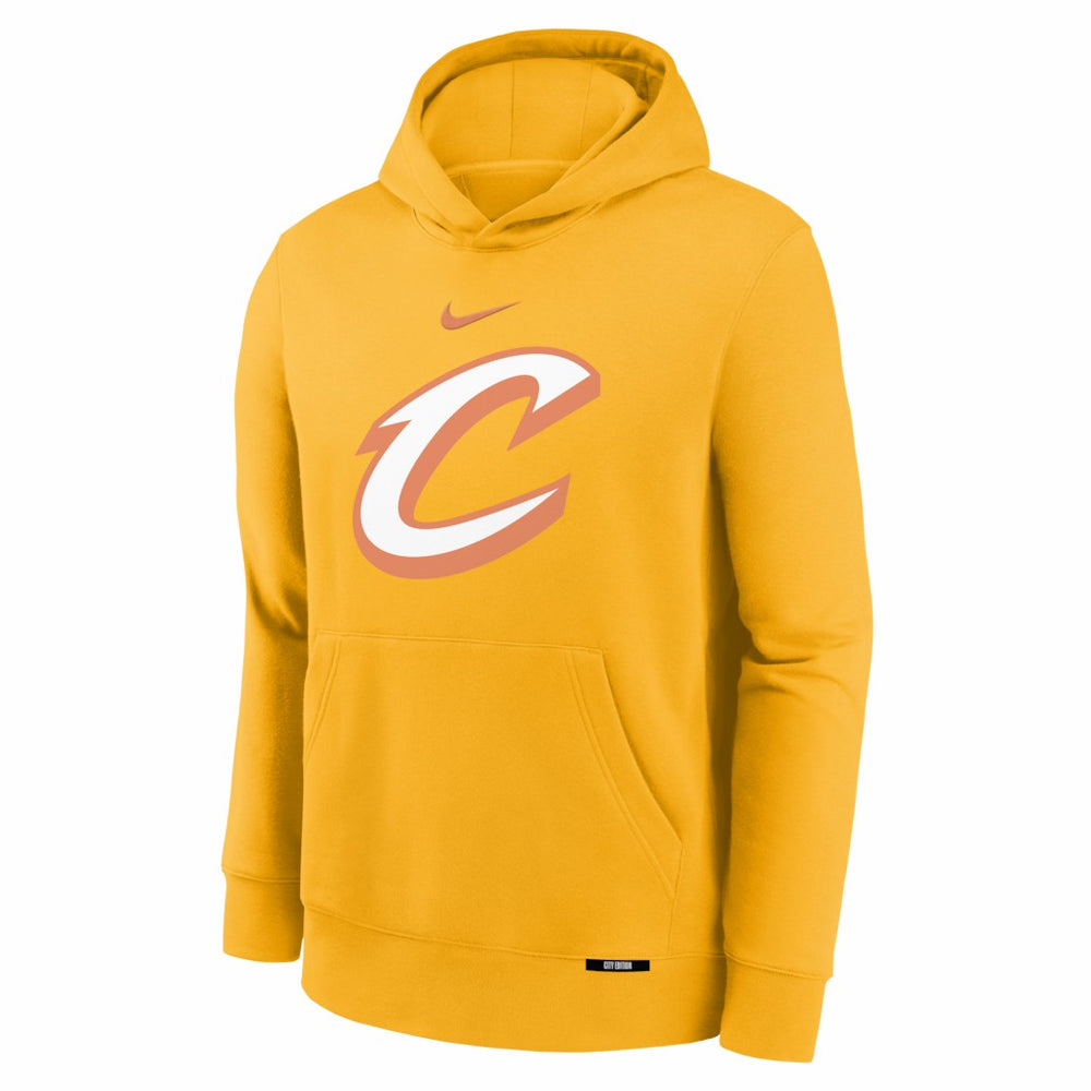 Nike - Cleveland Cavaliers Youth 2025/26 City Edition Club Fleece Pullover Hoodie - Yellow