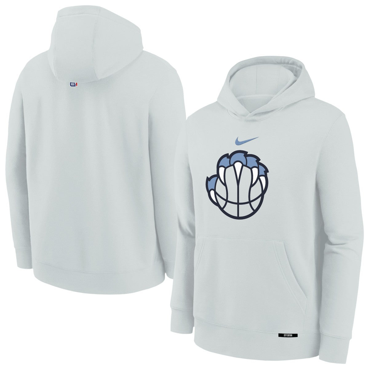 Nike - Memphis Grizzlies Youth 2025/26 City Edition Club Fleece Pullover Hoodie - Silver