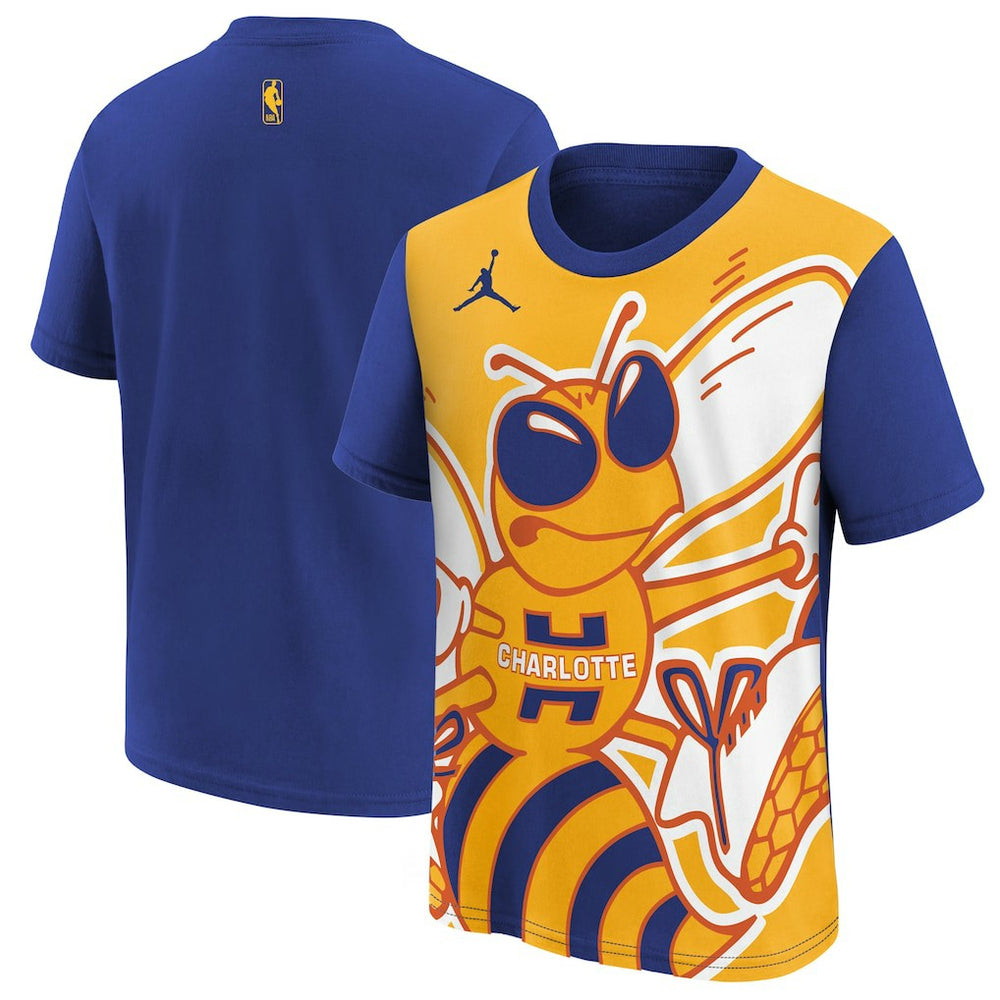 NBA - Charlotte Hornets Jordan Brand Youth 2025/26 City Edition Max90 T-Shirt - Blue/Yellow