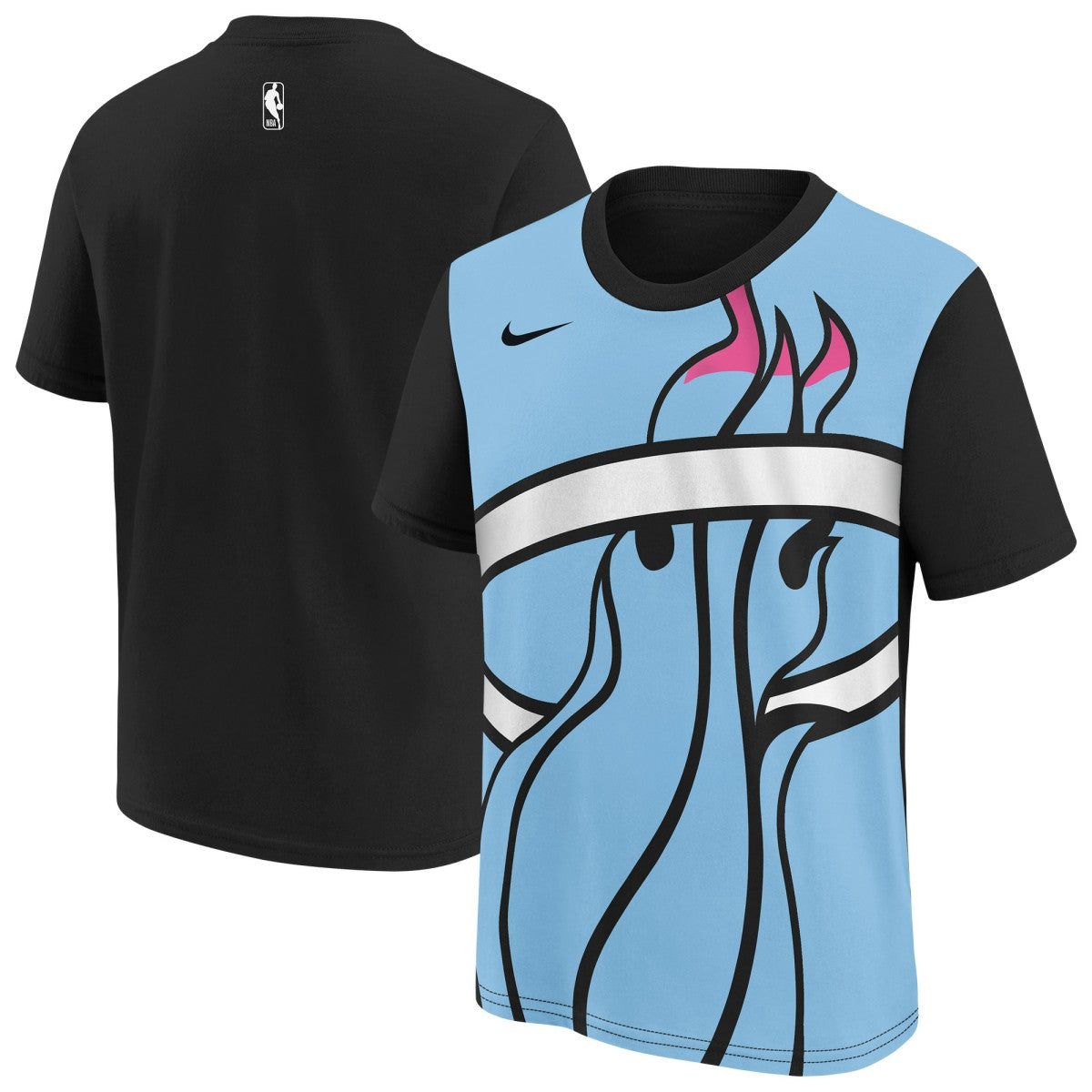Nike - Miami Heat Youth 2025/26 City Edition Max90 T-Shirt - Light Blue/Black