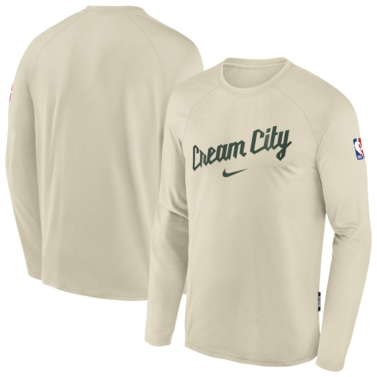 Nike - Milwaukee Bucks Youth 2025/26 City Edition Dri-Fit Long Sleeve Game Top - White