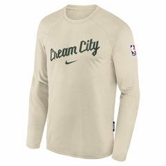 Nike - Milwaukee Bucks Youth 2025/26 City Edition Dri-Fit Long Sleeve Game Top - White
