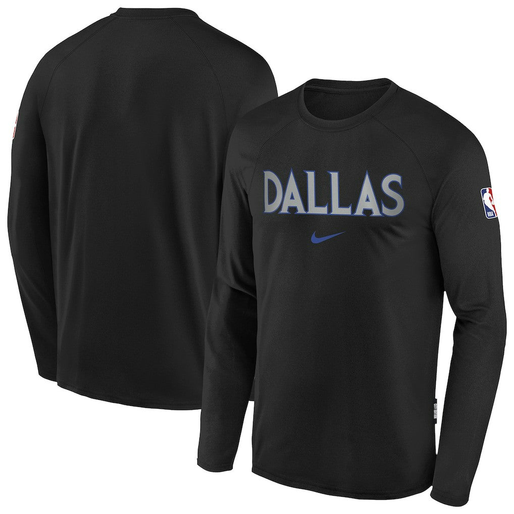 Nike - Dallas Mavericks Youth 2025/26 City Edition Dri-Fit Long Sleeve Game Top - Black