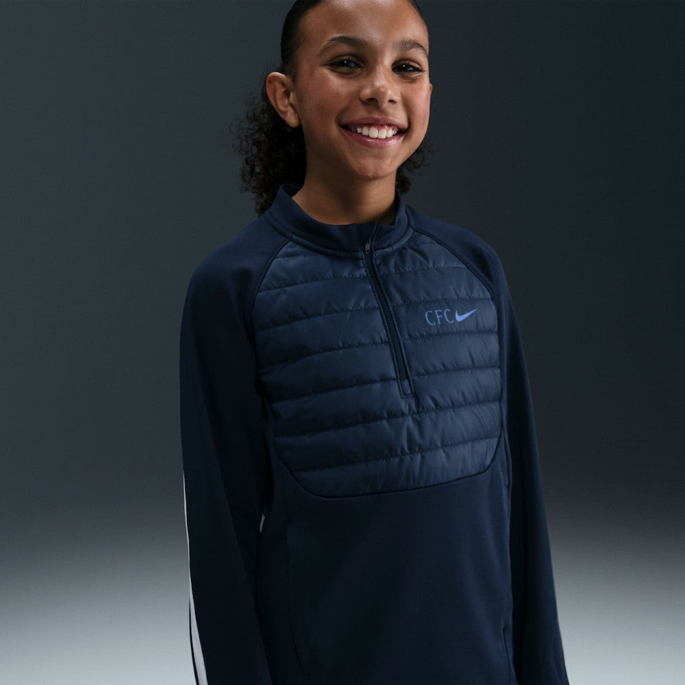 Nike Chelsea Youth 2025/26 Academy Winter Warrior Drill Training Top - Navy