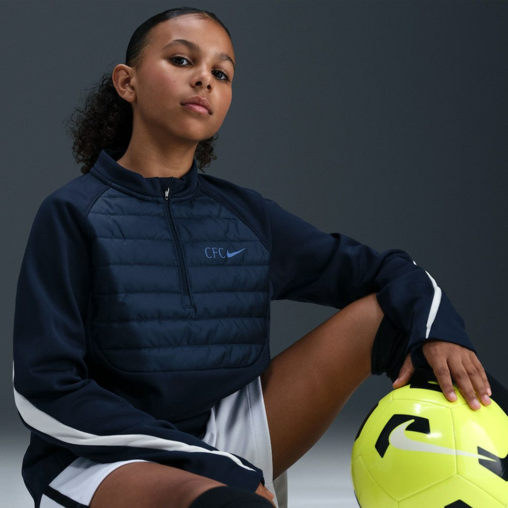 Nike Chelsea Youth 2025/26 Academy Winter Warrior Drill Training Top - Navy