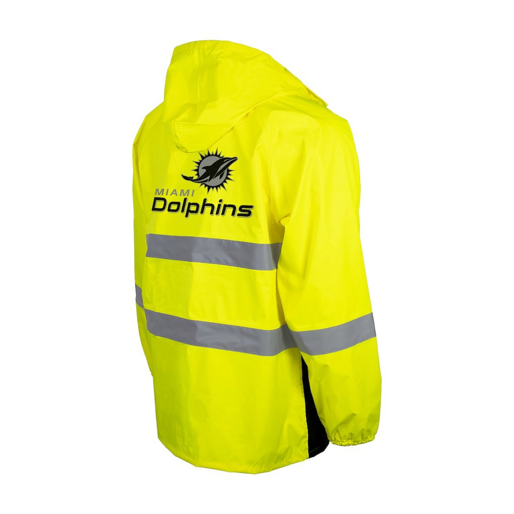 Miami Dolphins Hi-Vis Safety Waterproof Rainshell Full-Zip Hooded Jacket Yellow - NFL