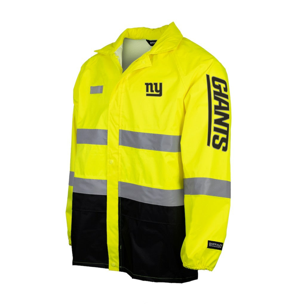 New York Giants Hi-Vis Safety Waterproof Rainshell Full-Zip Hooded Jacket Yellow - NFL