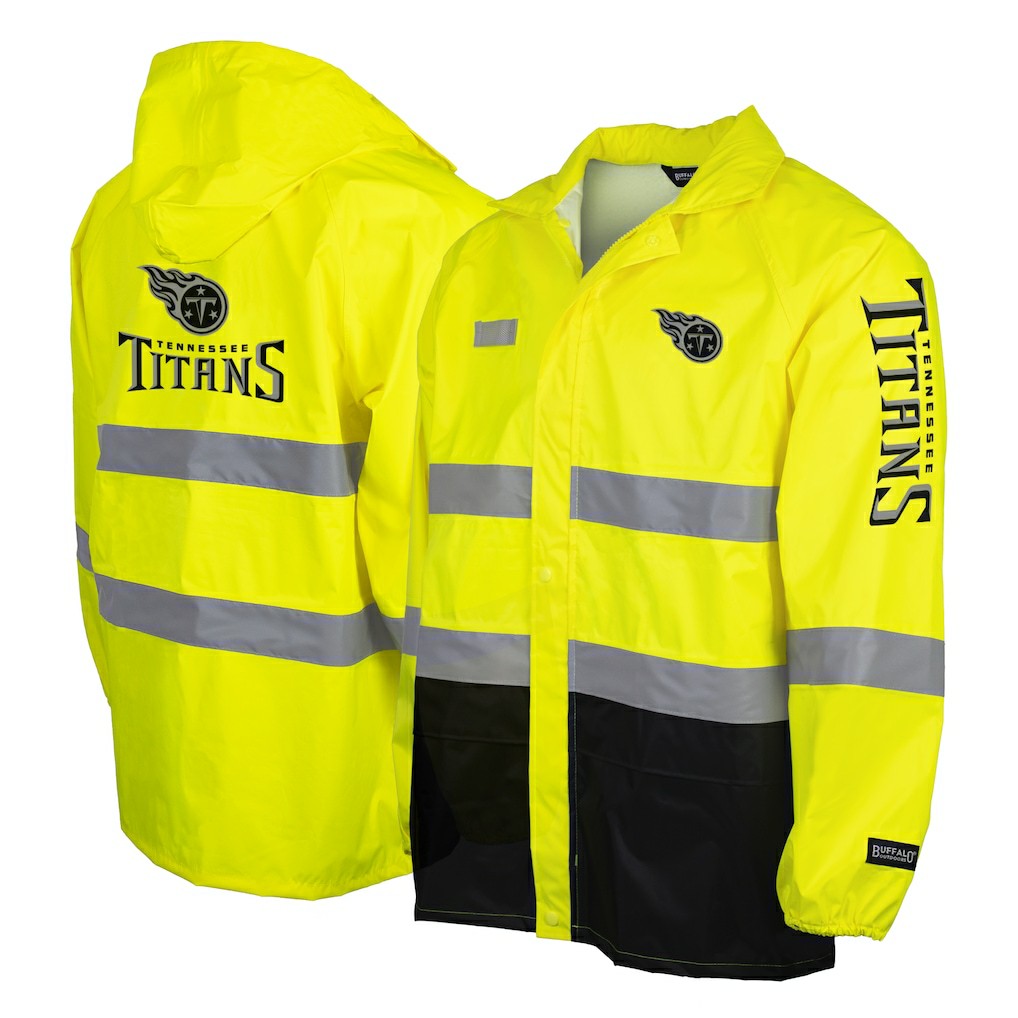 Tennessee Titans Hi-Vis Safety Waterproof Rainshell Full-Zip Hooded Jacket Yellow - NFL