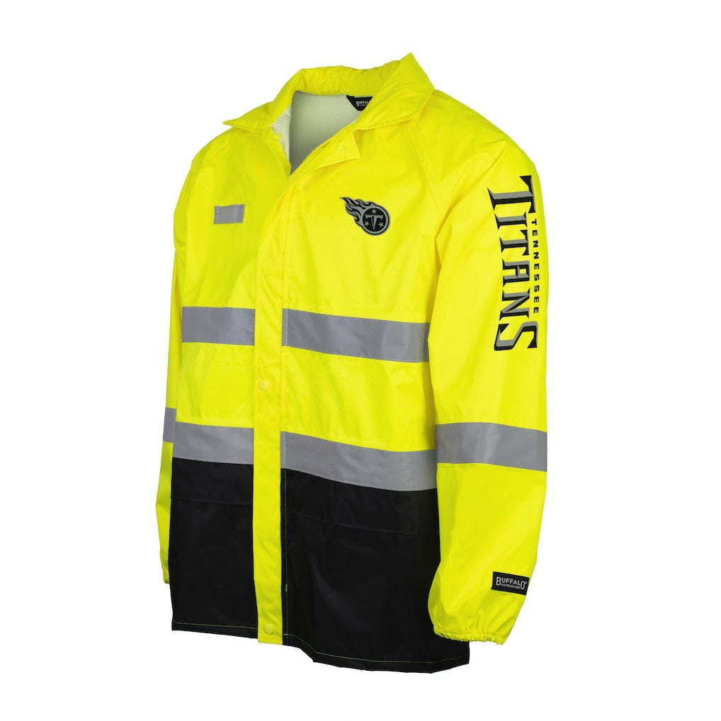 Tennessee Titans Hi-Vis Safety Waterproof Rainshell Full-Zip Hooded Jacket Yellow - NFL