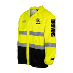Cleveland Browns Hi-Vis Safety Waterproof Rainshell Full-Zip Hooded Jacket Yellow - NFL