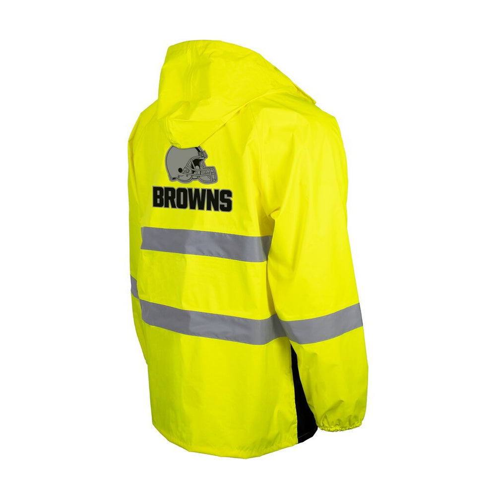 Cleveland Browns Hi-Vis Safety Waterproof Rainshell Full-Zip Hooded Jacket Yellow - NFL