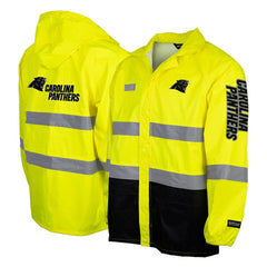 Carolina Panthers Hi-Vis Safety Waterproof Rainshell Full-Zip Hooded Jacket Yellow - NFL