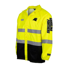 Carolina Panthers Hi-Vis Safety Waterproof Rainshell Full-Zip Hooded Jacket Yellow - NFL