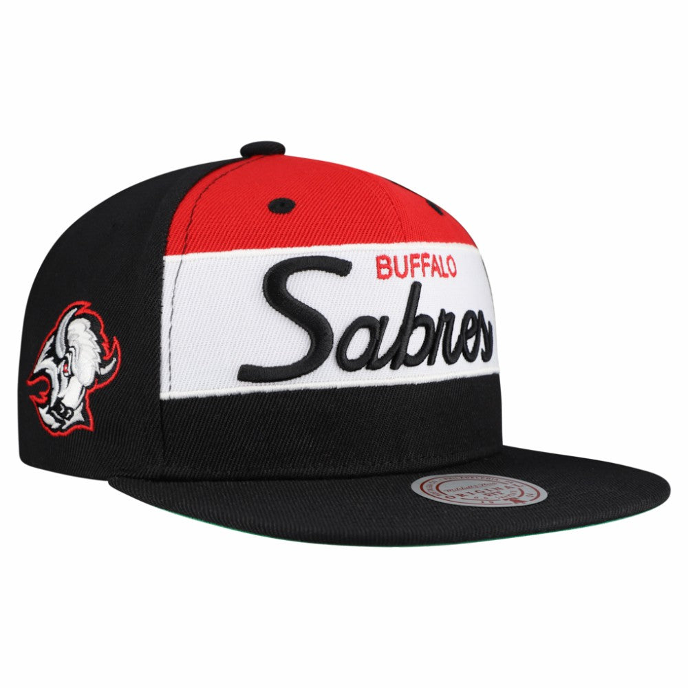 Buffalo Sabres - Mitchell & Ness Retro Script Colorblock Snapback Hat Black