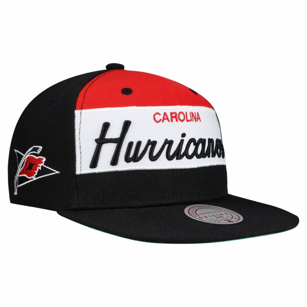 Carolina Hurricanes - Mitchell & Ness Retro Script Colorblock Snapback Hat Black