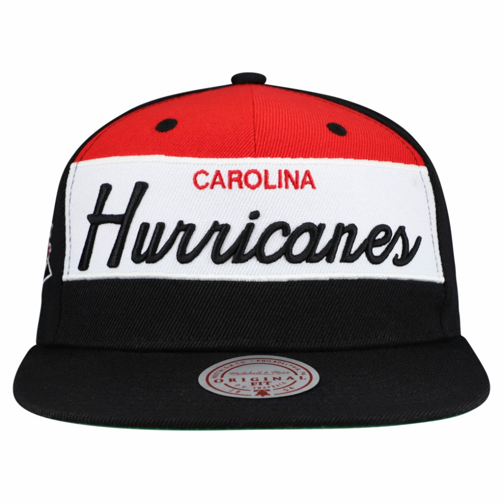 Carolina Hurricanes - Mitchell & Ness Retro Script Colorblock Snapback Hat Black