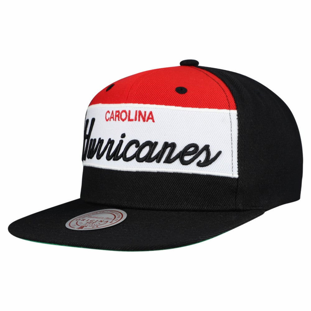 Carolina Hurricanes - Mitchell & Ness Retro Script Colorblock Snapback Hat Black
