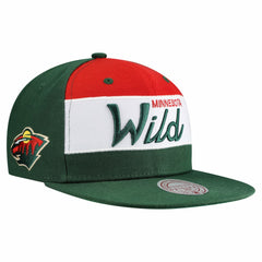 Minnesota Wild - Mitchell & Ness Retro Script Colorblock Snapback Hat Green