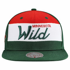 Minnesota Wild - Mitchell & Ness Retro Script Colorblock Snapback Hat Green