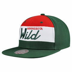 Minnesota Wild - Mitchell & Ness Retro Script Colorblock Snapback Hat Green