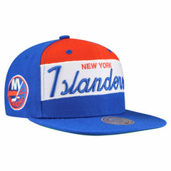 New York Islanders - Mitchell & Ness Retro Script Colorblock Snapback Hat Royal