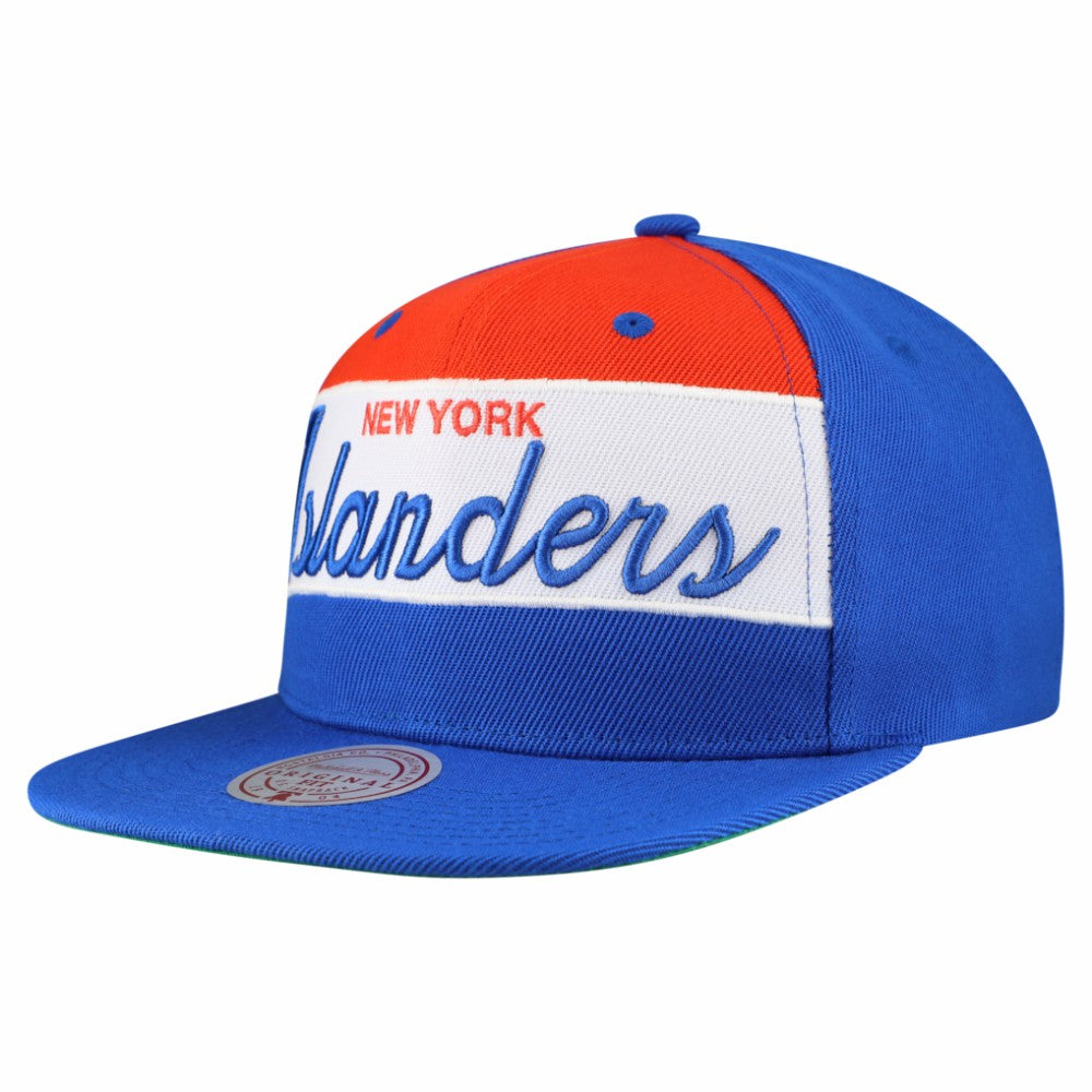 New York Islanders - Mitchell & Ness Retro Script Colorblock Snapback Hat Royal