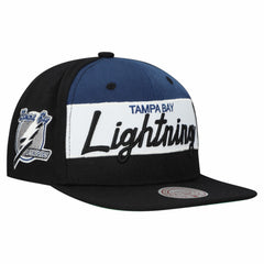 Tampa Bay Lightning - Mitchell & Ness Retro Script Colorblock Snapback Hat Black