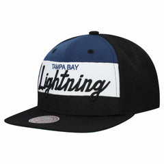 Tampa Bay Lightning - Mitchell & Ness Retro Script Colorblock Snapback Hat Black